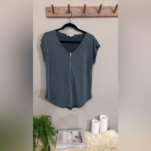 Blue-Gray Quarter Zip Top